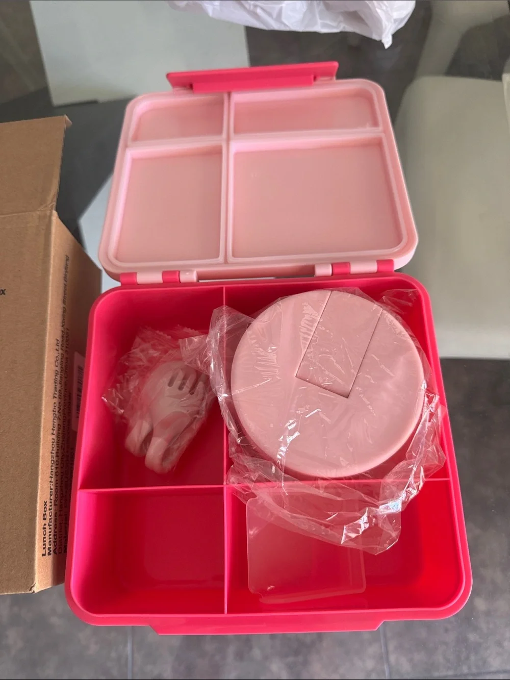 Pink Compartmental Lunch Box with Removable Container
